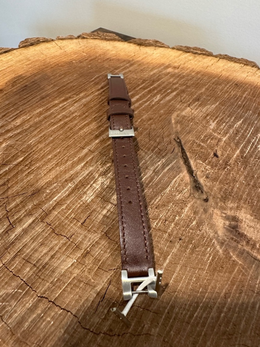 Roots Brown Leather Watch Strap with Silver Hardware
